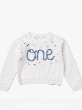 “One” first birthday White Knit Sweater